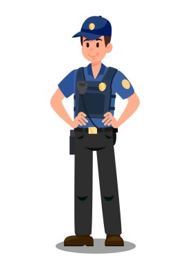 Polis Walky geveze karikatür renk karakter ile