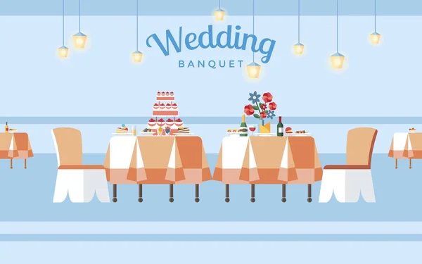 Ilustracja wektorowa płaskie Wedding Banquet Hall — Wektor stockowy