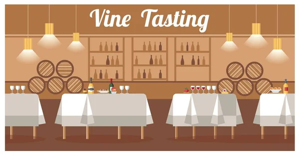 Degustação de vinhos em Luxury Winery Flat Vector Banner —  Vetores de Stock