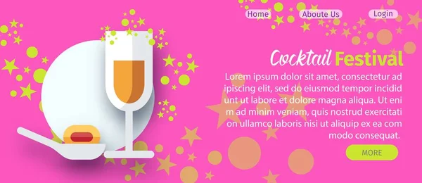 Cocktail Festival Website Flat Vector Template