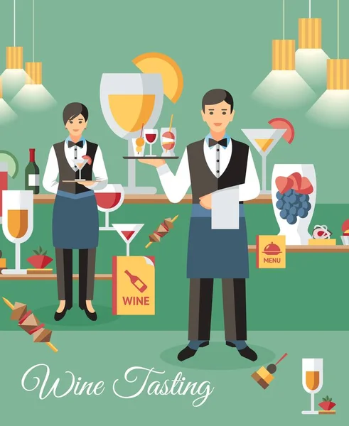 Degustação de vinhos Banner Flat Vector Illustration —  Vetores de Stock