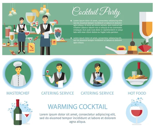 Cocktail Party Catering Service Modello di pagina Web — Vettoriale Stock