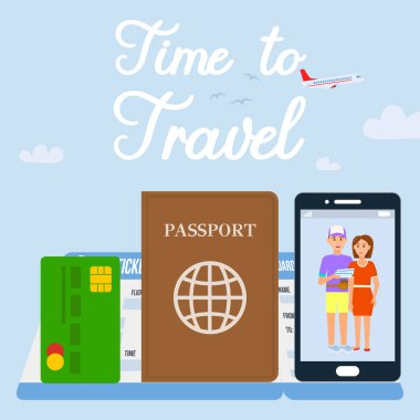 Metin vektör sosyal medya afiş seyahat için zaman