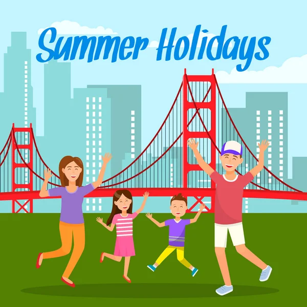 Letní prázdniny nápisy cestování pohlednici, plakát — Stockový vektor