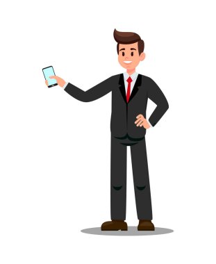 Akıllı telefon vektör illüstrasyonuna sahip iş adamı