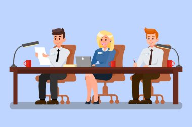 Ofis çalışanları Konferansı'nda illüstrasyon vektör