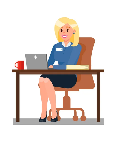 Woman Working in Office Flat Vector illustration