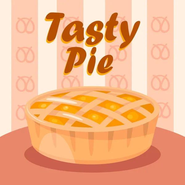 Delicious Apple Pie Color Flat Social media Banner — Stock Vector