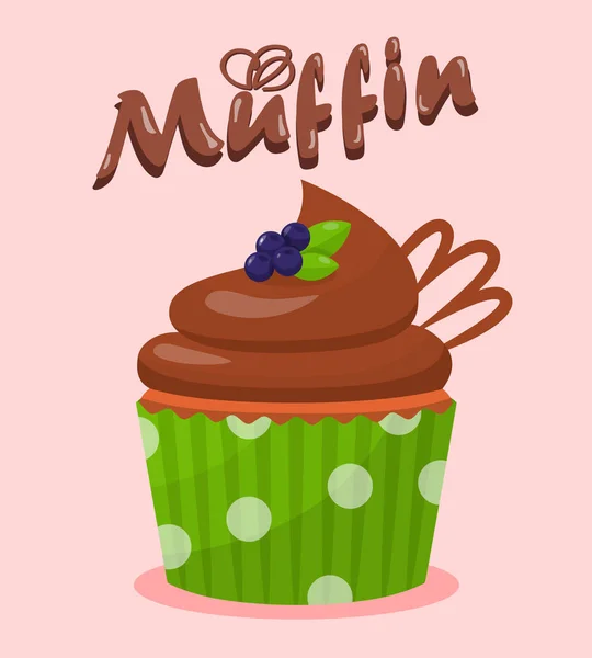 Delicioso Cupcake Cartoon Vector Ilustração —  Vetores de Stock