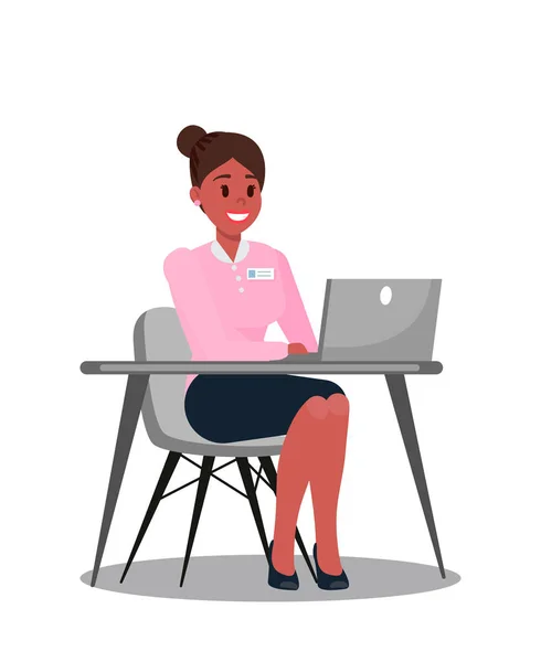 Office Manager met behulp van Laptop Vector Illustratie — Stockvector