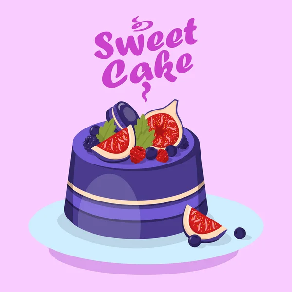 Délicieux gâteau aux baies Bannière de médias sociaux — Image vectorielle