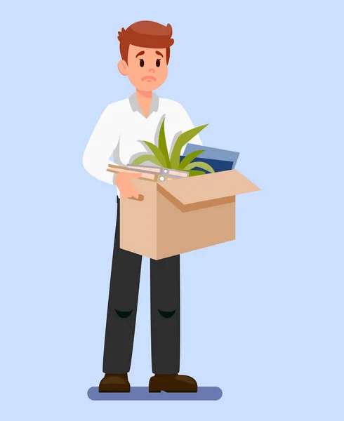 Homem com Caixa de pertences Vector Ilustração —  Vetores de Stock