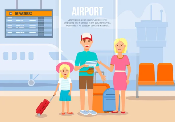 Pais Viajando com Filha de Avião —  Vetores de Stock
