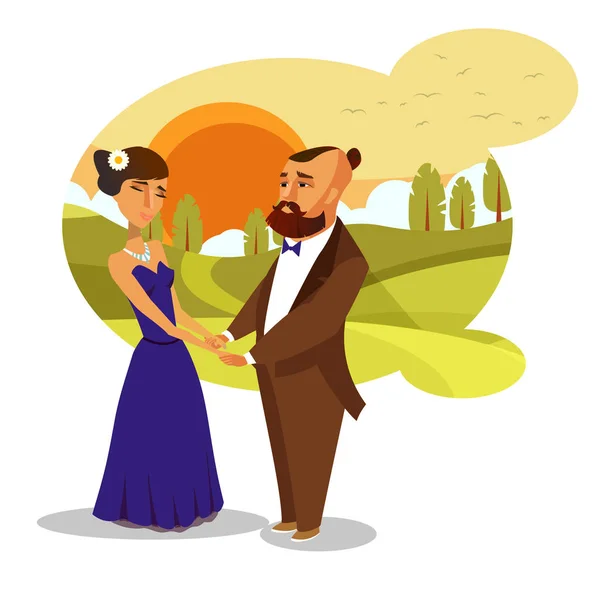 出会い、新婚旅行ロマンチックなベクター デザイン要素 — ストックベクタ