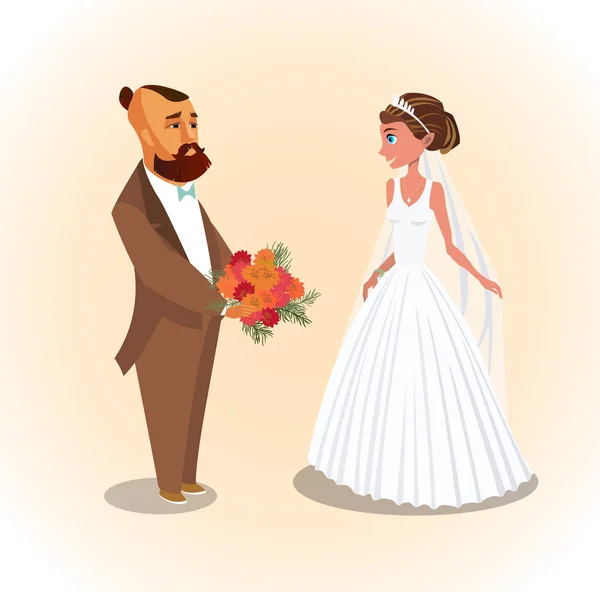 Nevěsta a ženich, novomanželé vektorové ilustrace — Stockový vektor