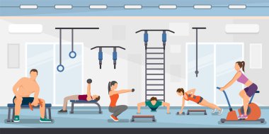 Düz vektör çizim eğitim Fitness Kulübü.