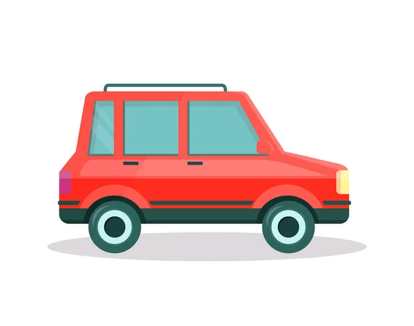 Κόκκινο αυτοκίνητο με κορμό στη στέγη σε λευκό φόντο. — Διανυσματικό Αρχείο