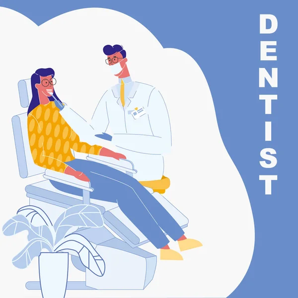 Dentista, Estomatologista Poster vetorial com texto —  Vetores de Stock