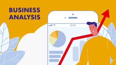 İş Analizi düz vektör Banner metin ile