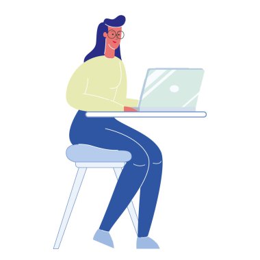 Dizüstü bilgisayar renk vektör Illustration ile öğrenci