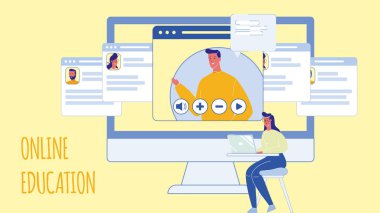 Online eğitim düz vektör web banner şablon