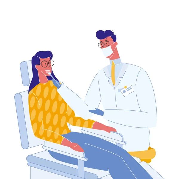 Dentist and Patient Color Vector Illustration