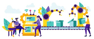 Fabrika Üretim Hattı Çalışanları Paket Ürünleri.