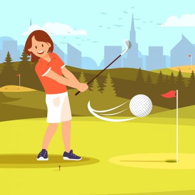 Kız Golfçü Pratik Golf Sürüş Aralığı Kursu.