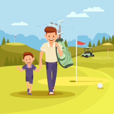 Kulüpler Çanta Lider Boy ile Happy Man Golf oynamak için.