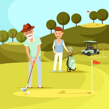 Gülen Kıdemli Adam Golf Kulübü ile Top Hit.