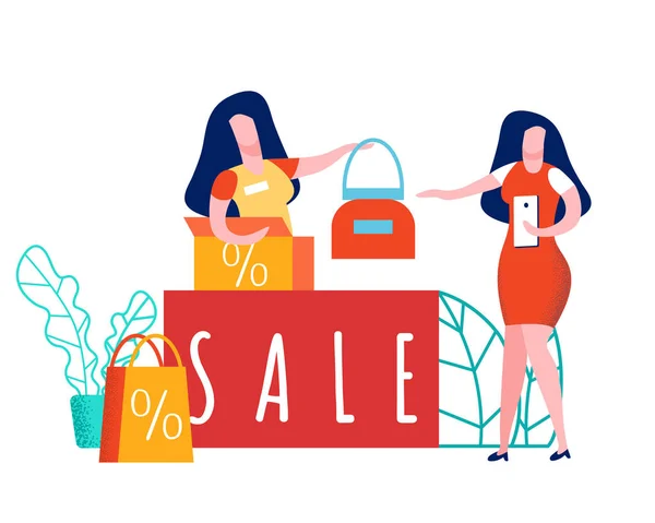 Shop Worker and Client Flat Vector Illustration — Stock Vector
