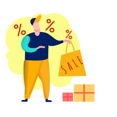 Hediye Dükkanı Karikatür Vektör İllüstrasyon Alıcı