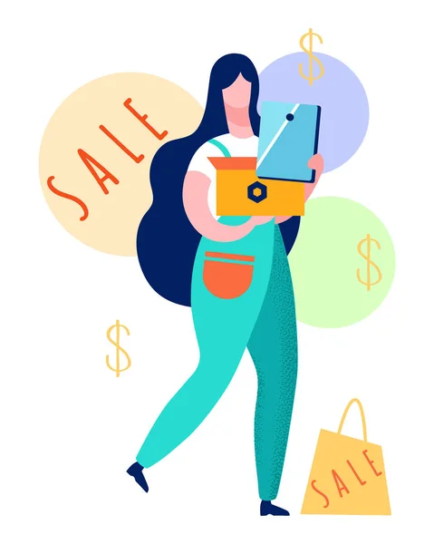 Illustration du client satisfait des achats — Image vectorielle