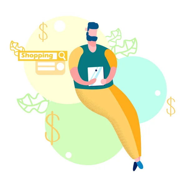 Comprador fazendo pagamento on-line Vector Ilustração —  Vetores de Stock