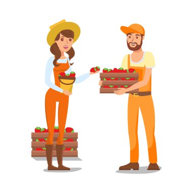 Çiftçiler Karikatür Karakterler Vektör İllüstrasyon