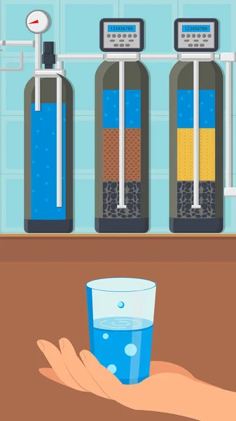 Vattenrenings system färg vektor illustration — Stock vektor