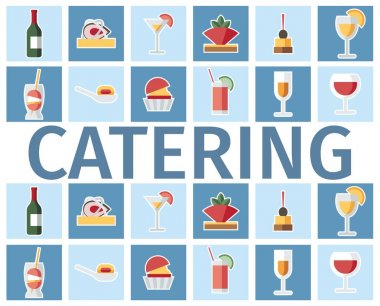 Catering İçecekler ve Yemekler Kelime Kavramı Banner