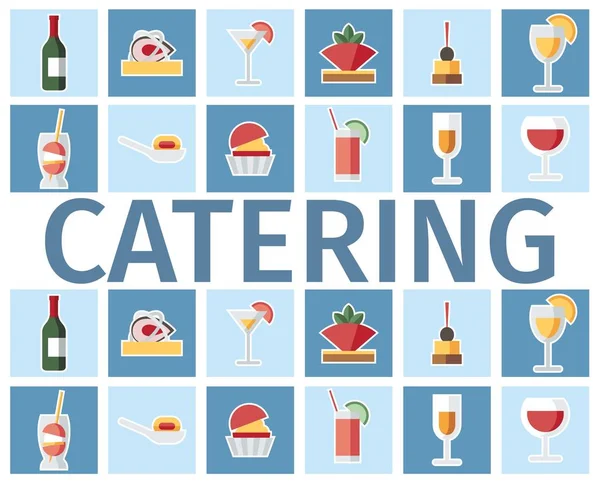 Catering Bebidas e Pratos Palavra Conceito Banner —  Vetores de Stock