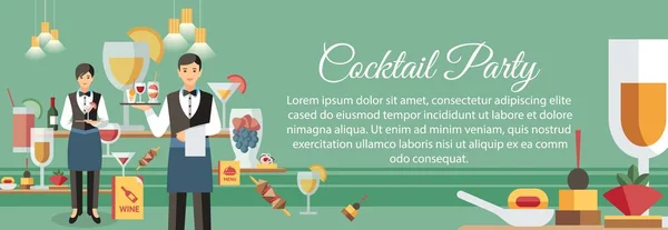 Cocktail Party con modello di banner per aperitivi — Vettoriale Stock