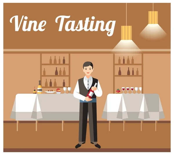 Wine Tasting Banquet Event Flat Vector Banner — 스톡 벡터