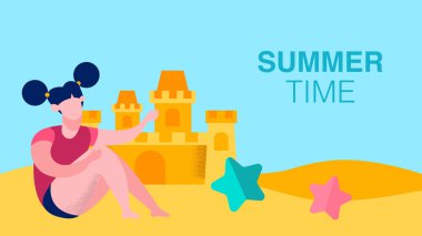 Çocuklar için Yaz Oyunları Düz Banner Şablonu