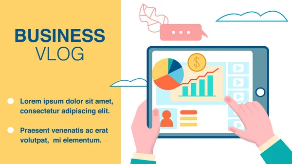 Blog de vídeo empresarial, Vlog Vector Banner Template — Archivo Imágenes Vectoriales