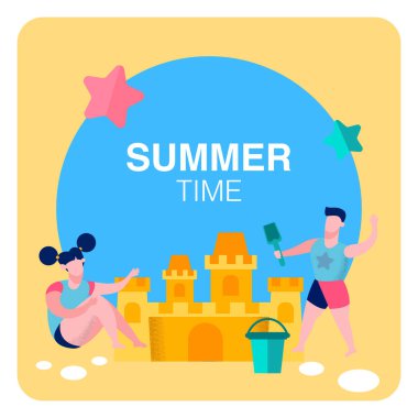 Yaz Saati Açık Hava Oyunları Düz Banner Şablonu