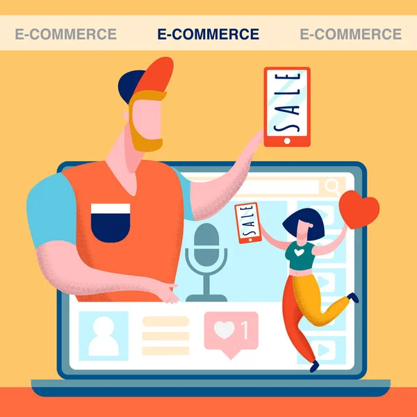 Comercio electrónico, comercio en línea Ilustración de negocios — Vector de stock