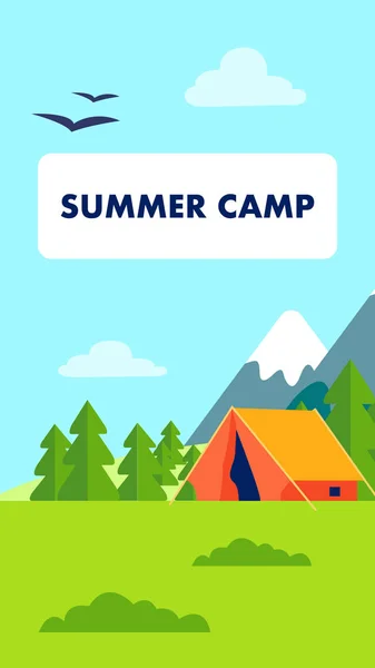 Summer Camp Flyer, Brochure Vector Illustration