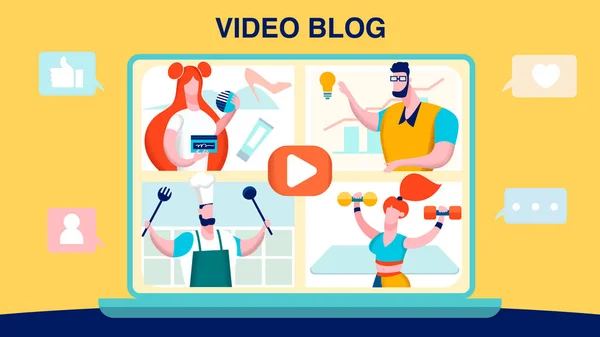 Vlog, wideo Blogging płaski wektor ilustracja — Wektor stockowy