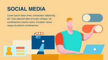 Sosyal Medya Bloglama Düz Vektör Banner Şablon