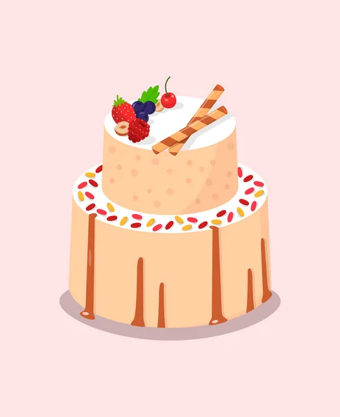 Gâteau au four aux baies douces, biscuits, noix . — Image vectorielle