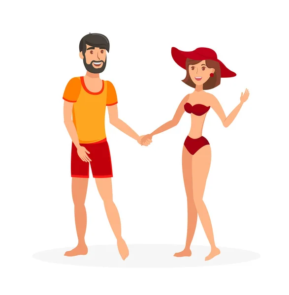 Żonaty para w Beachwear wektor ilustracja — Wektor stockowy