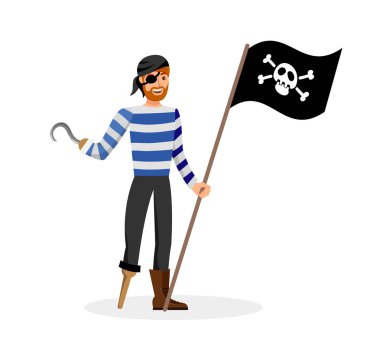 Flibustier Holding Siyah Bayrak Vektör İllüstrasyon